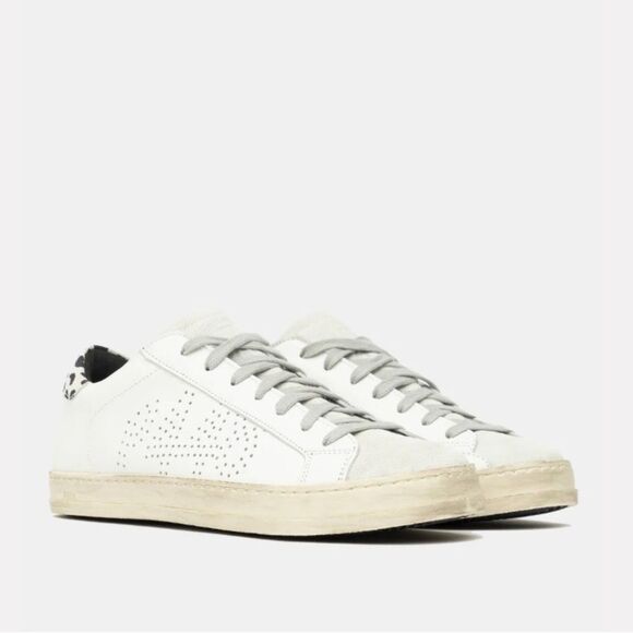 P448 John Low Top Distressed Lace Up Sneakers Size EU 37 US 6.5-7 - Picture 1 of 13